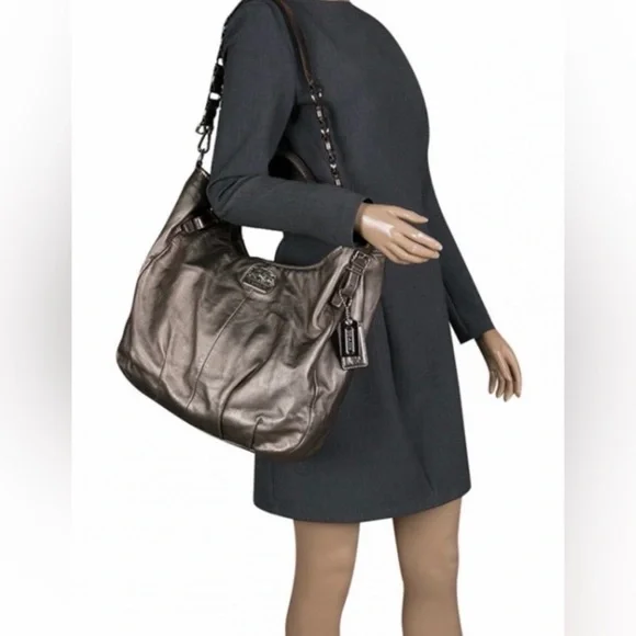 Coach Madison metallic silver leather hobo shoulder bag Tote bag - Picture 1 of 16